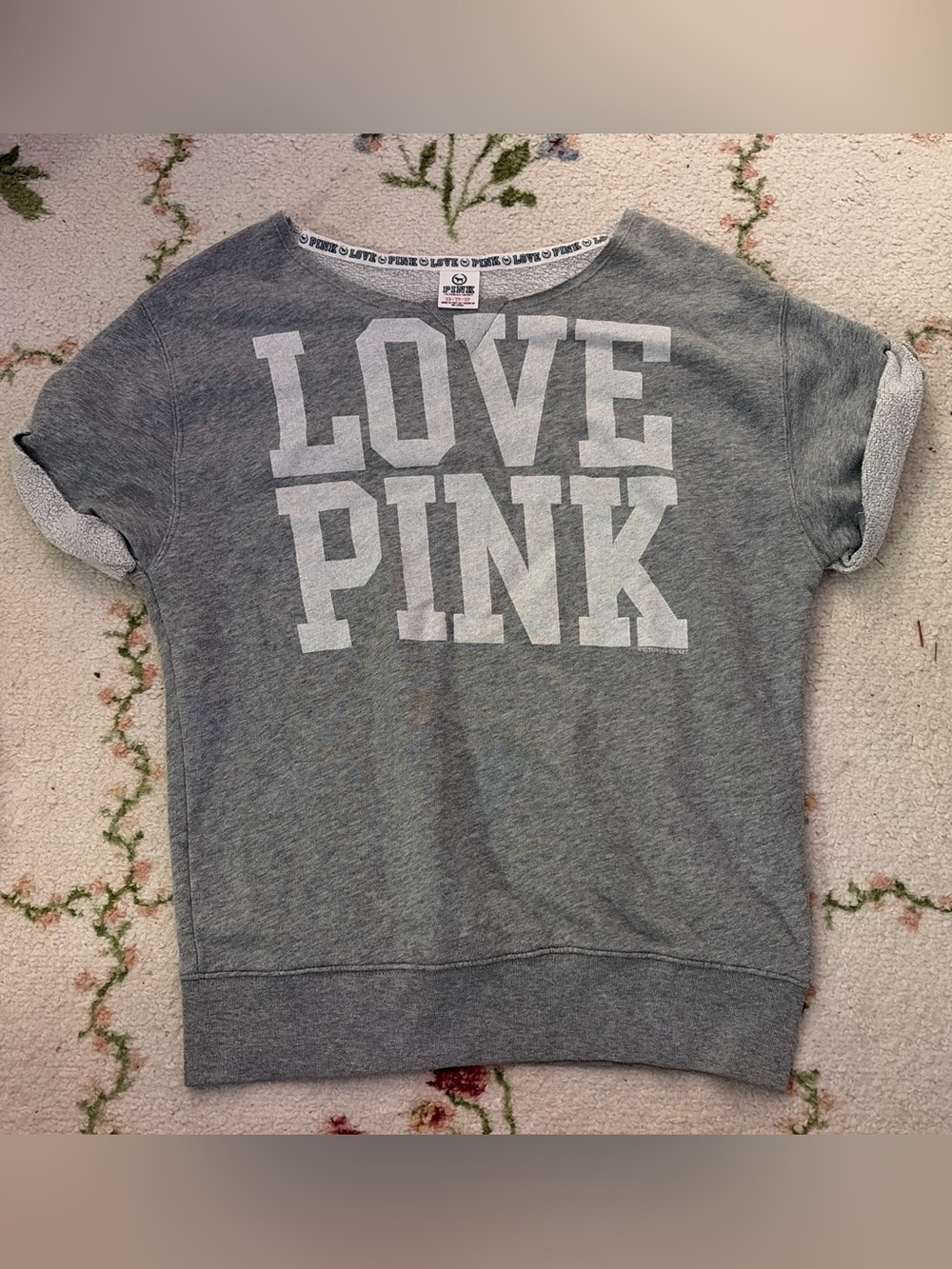 Victoria's Secret PINK Grey & White 'LOVE PINK' Tee